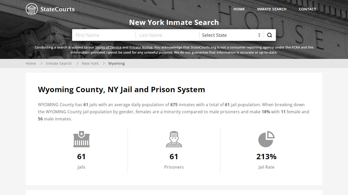 Wyoming County, NY Inmate Search - StateCourts
